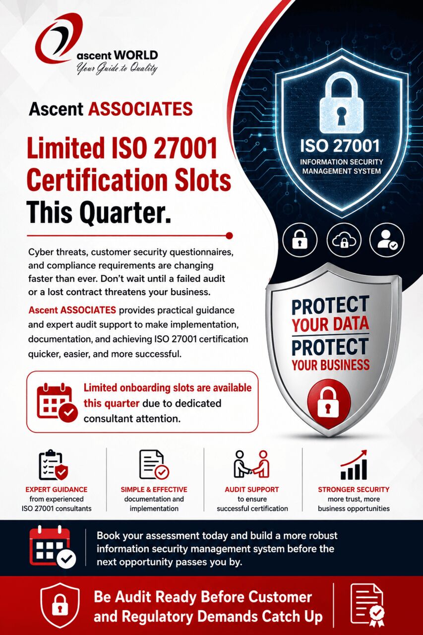 Mumbai, Business, Limited ISO 27001 Certification Slots This Quarter.
