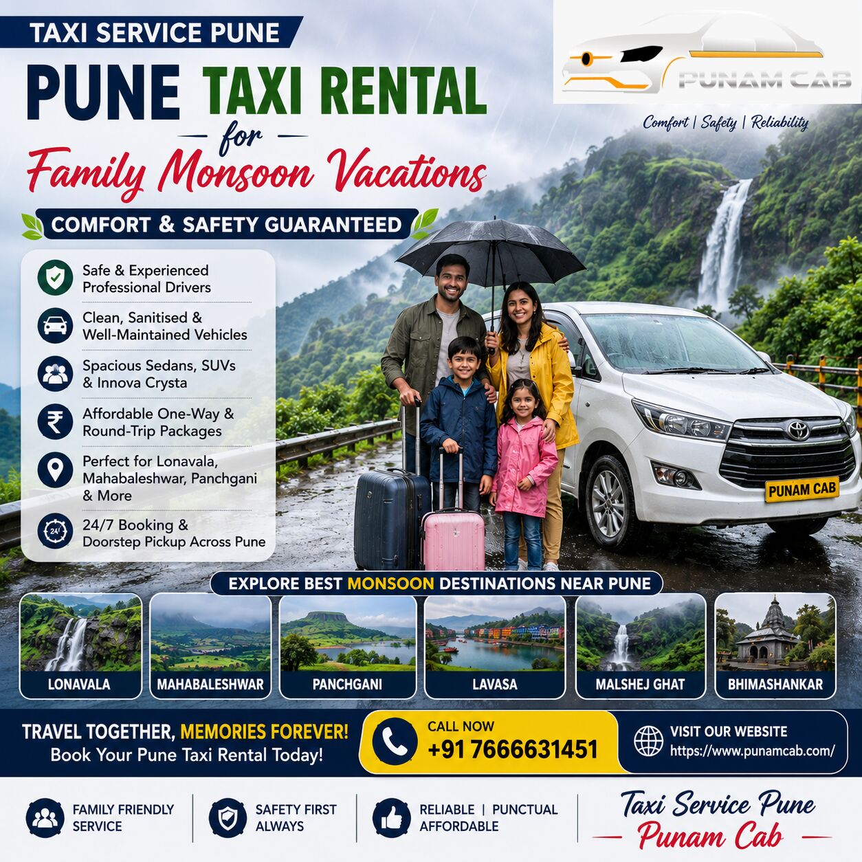 Pune, Travel, Pune Taxi Rental For Family Monsoon Vacations: Comfort & Safety Guaranteed