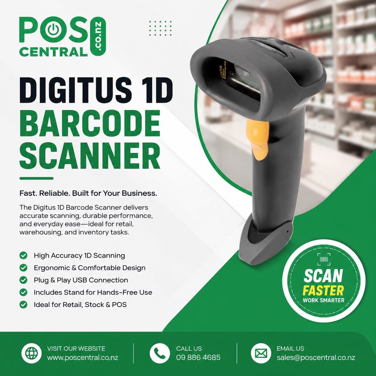 Auckland, Computers, NZD 109,  Digitus 1D Barcode Scanners For Fast Retail Scanning NZ