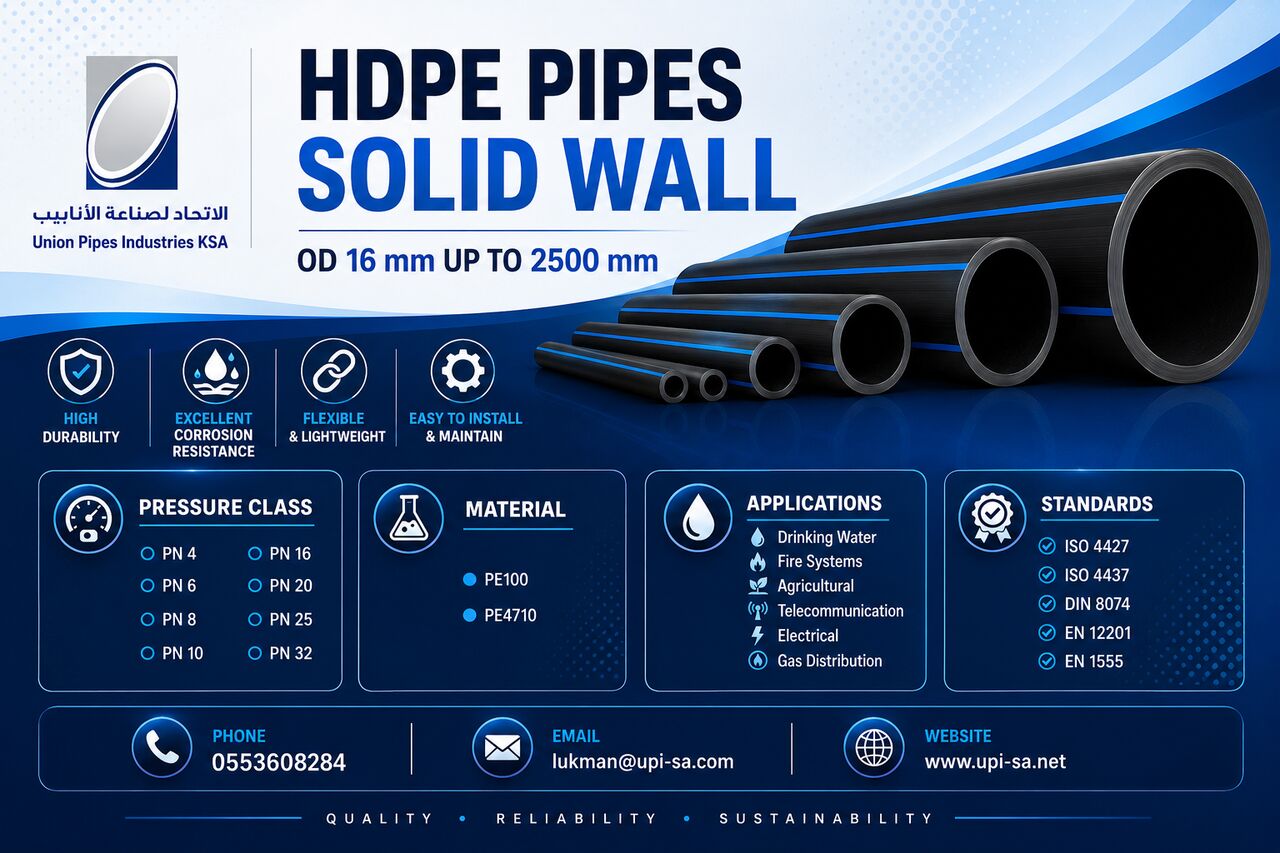 Jubail, Materials, HDPE Pipes And Fittings_Union Pipes Industry (UPI).
