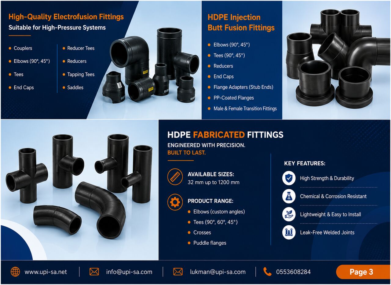 Jubail, Materials, HDPE Pipes And Fittings_Union Pipes Industry (UPI).