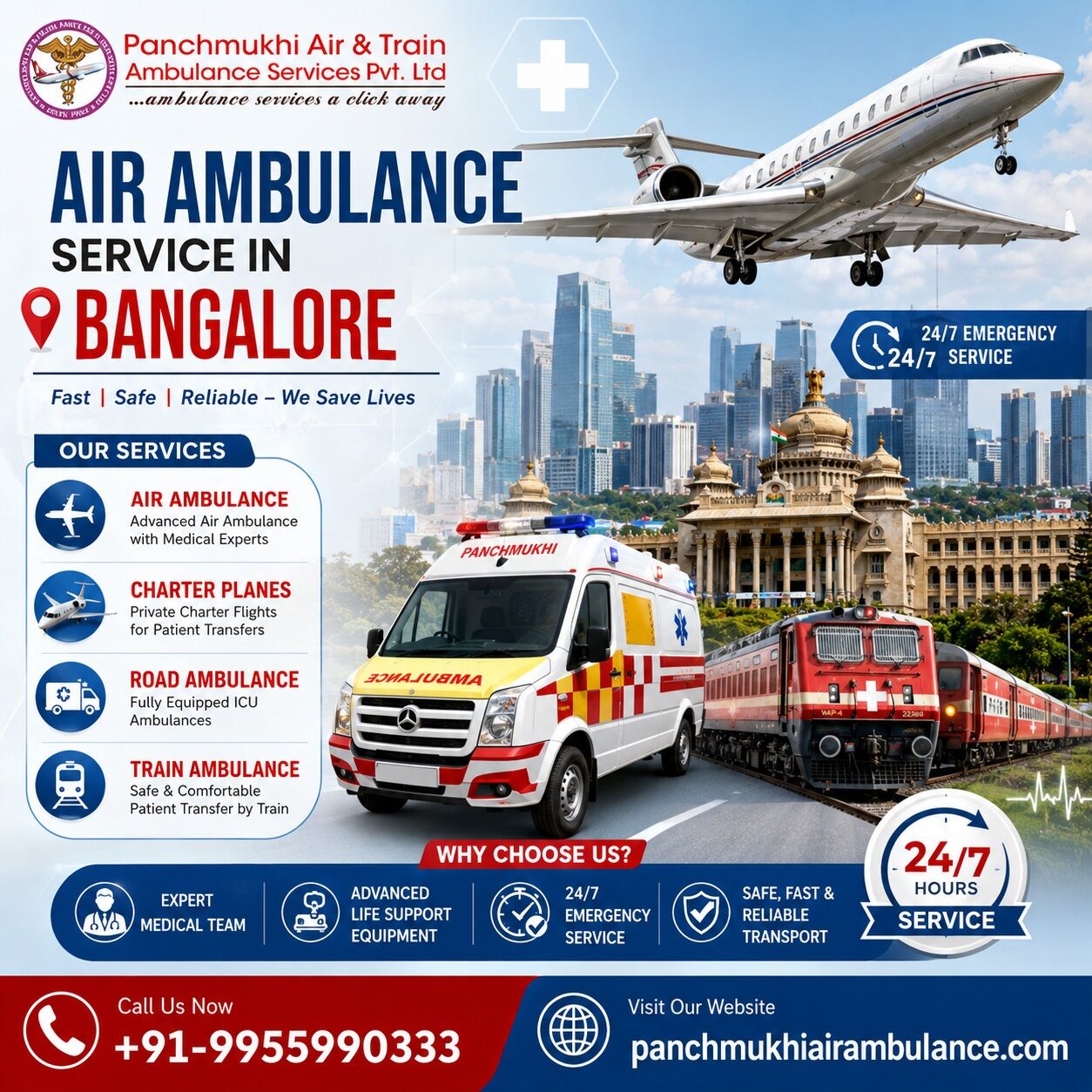 Panchmukhi Air and Train Ambulance in Bangalore Is Dedicated To Seamless Patient Relocation
