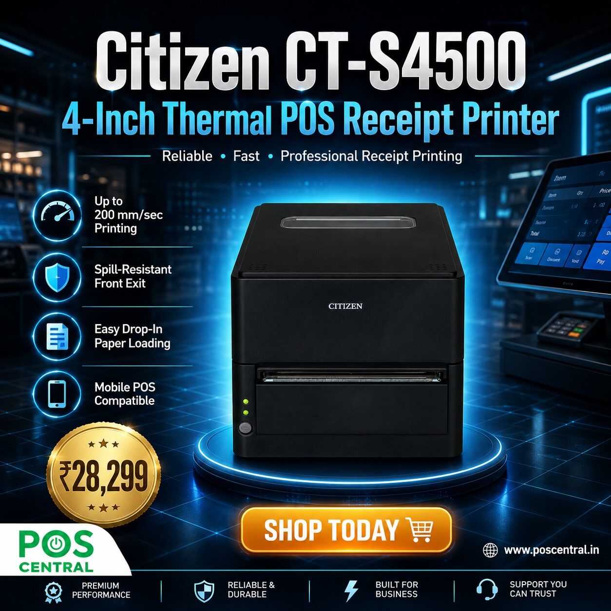 Noida, Computers, INR 28299,  Buy Citizen CT-S4500 4-Inch Thermal POS Receipt Printer