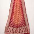 INR 7,  Red & Peach Shaded Banarasi Bandhani Pure Georgette Neemzari Gharchola Dupatta