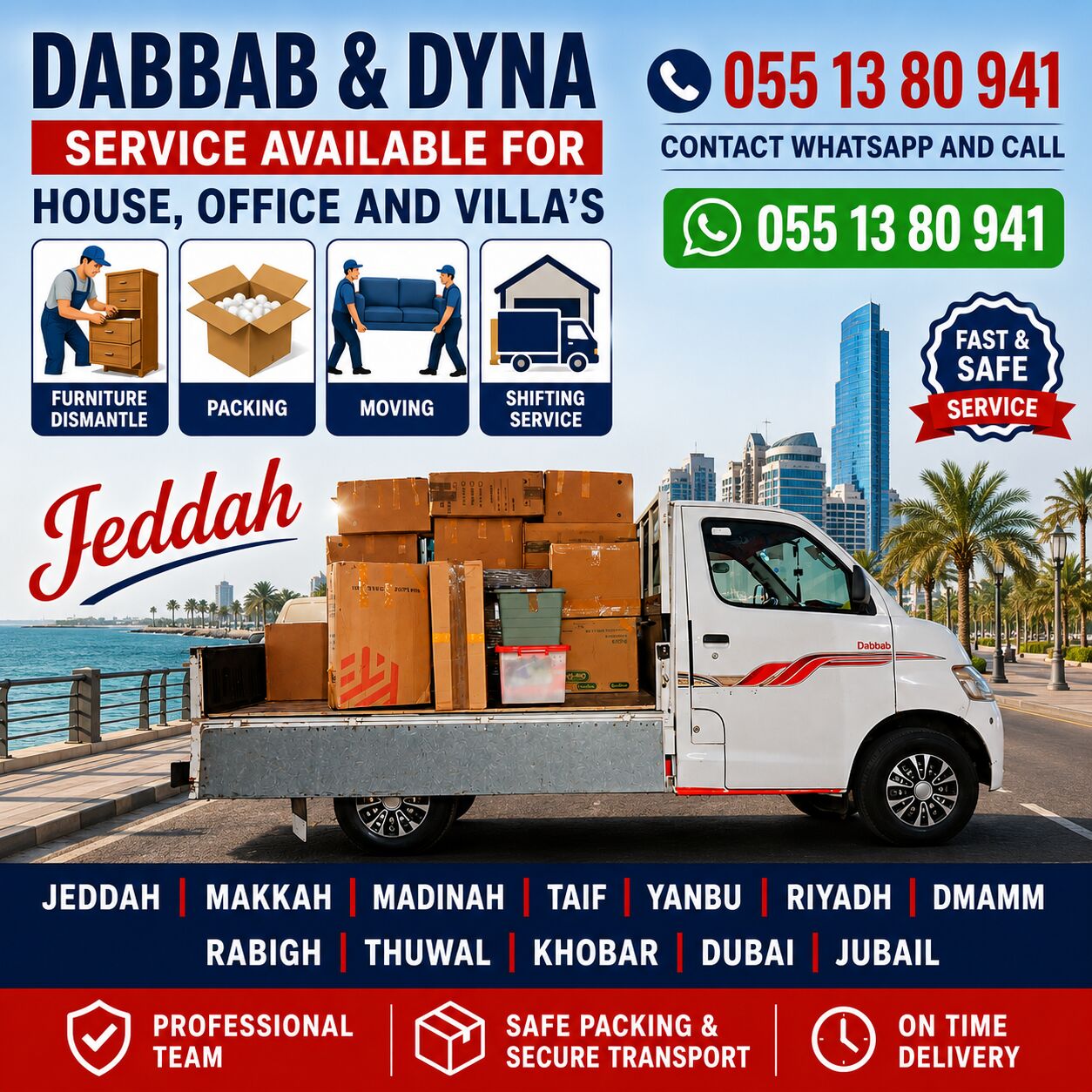 Jeddah, Labor/Moving, Completely Home Furniture Shifting & Transportation Service Available~&bull;055 13 80 941