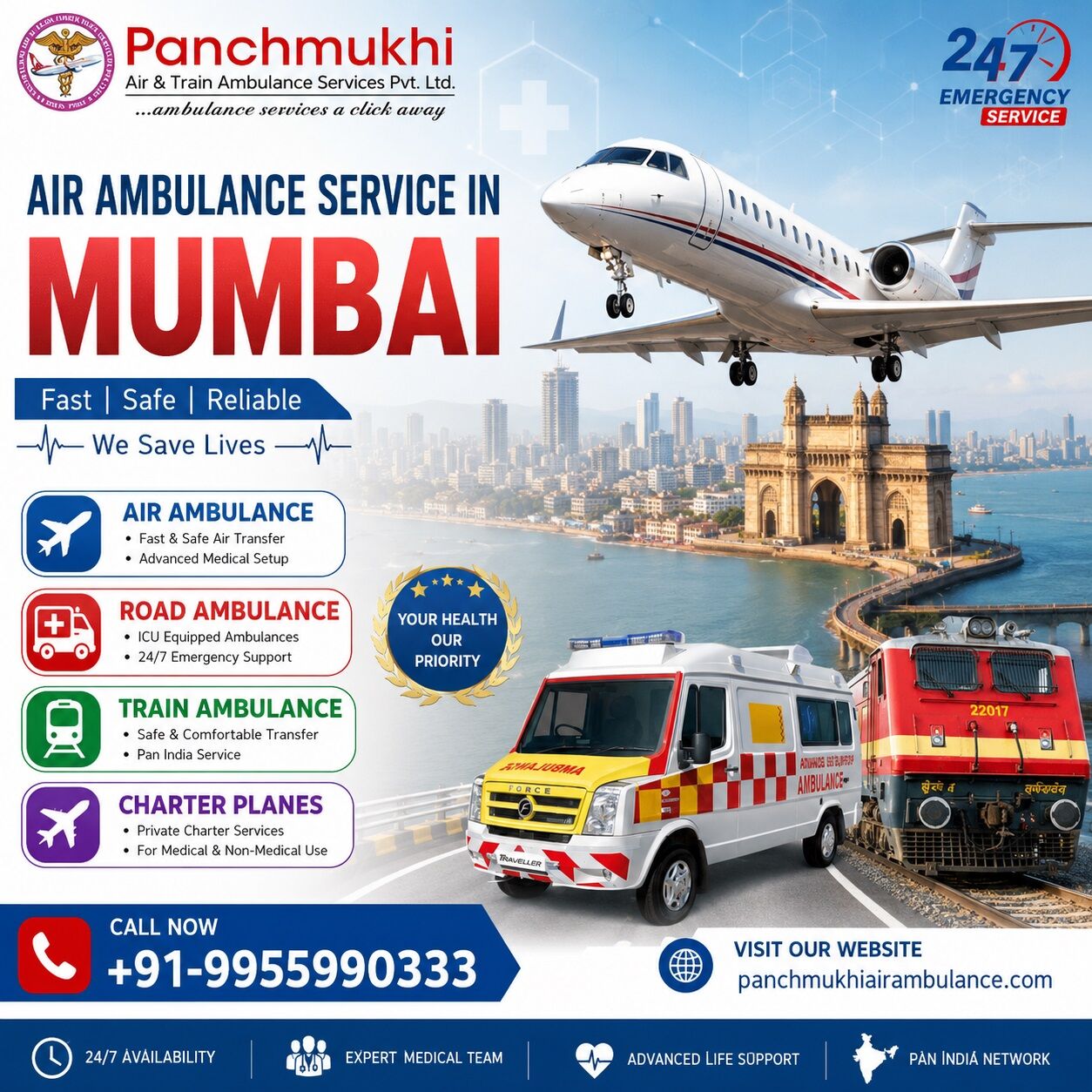 Panchmukhi Air and Train Ambulance in Mumbai Is Considered the Perfect Solution for Risk-Free Medical Transport