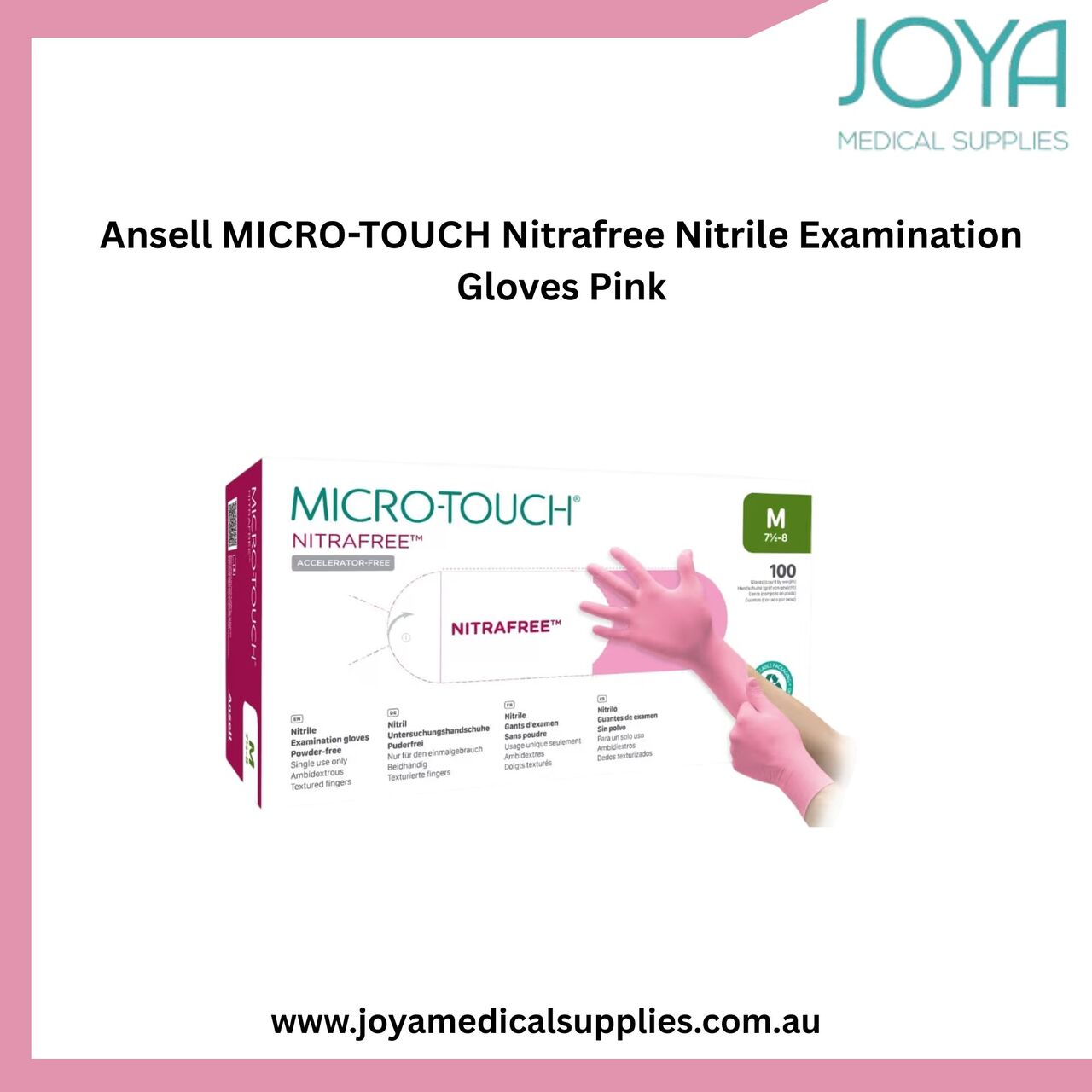 Sydney, Health & Beauty Items, Ansell MICRO-TOUCH Nitrafree Nitrile Examination Gloves Pink - Joya Medical Supplies