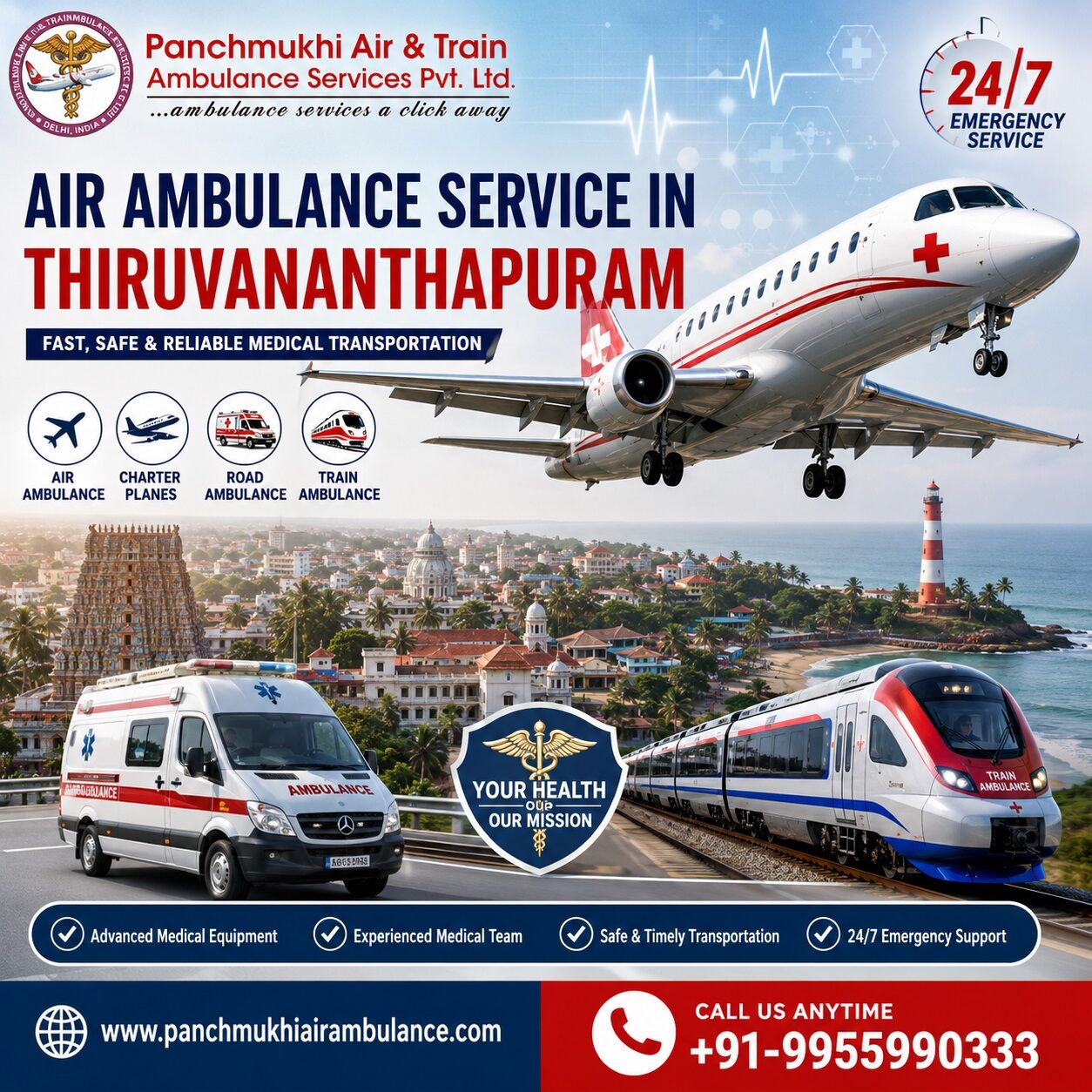Mumbai, Health, Emergency Patient Transportation&mdash;Panchmukhi Air Ambulance In Thiruvananthapuram