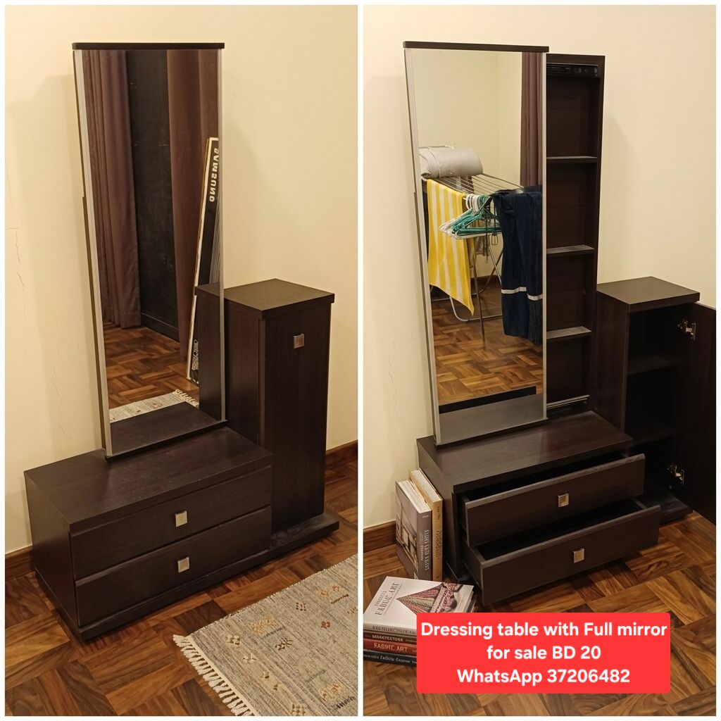 Manama, Furniture, BHD 20,  ✅️  Dressing Table With Full Mirror For Sale In Good Condition With Delivery