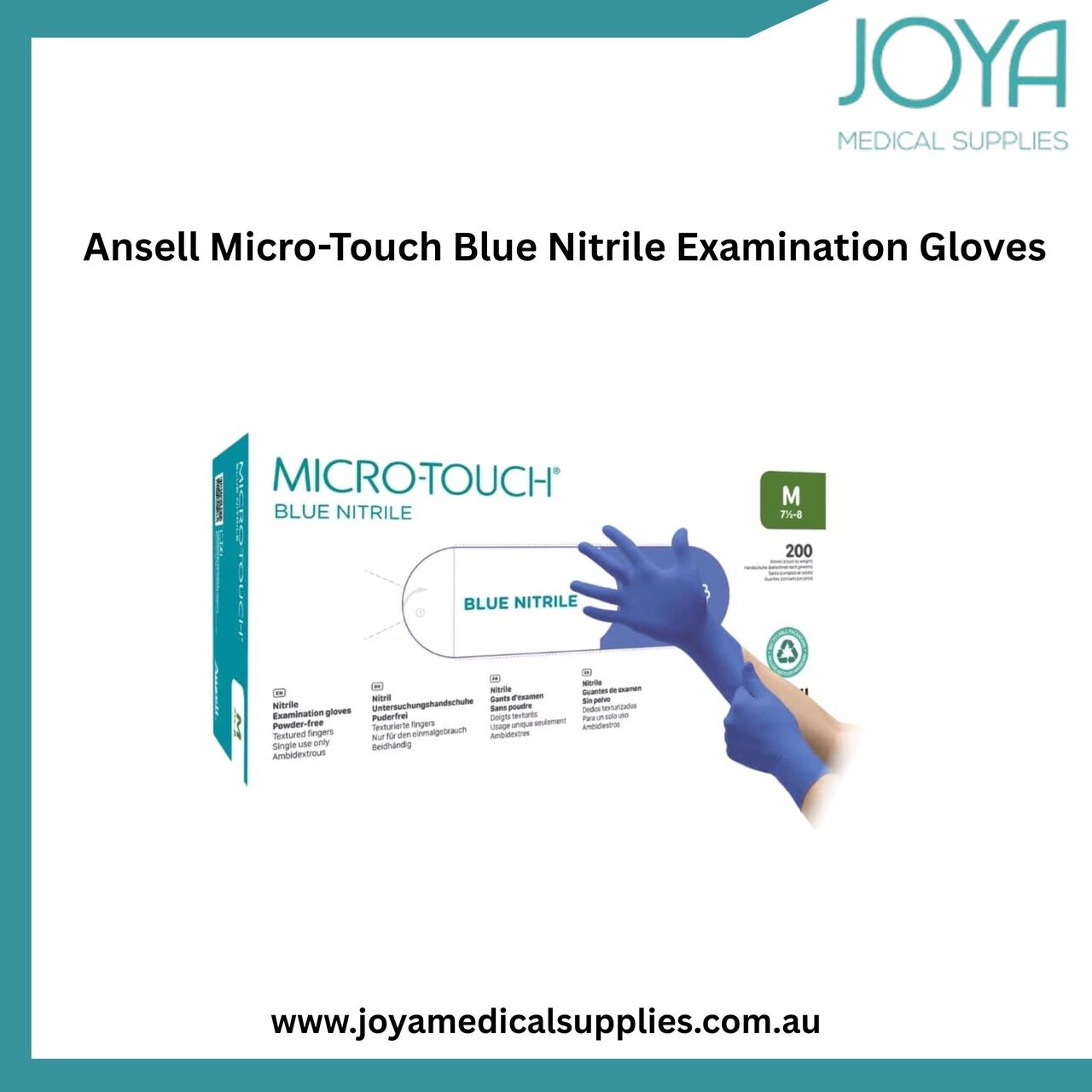 Sydney, Health & Beauty Items, Ansell Micro-Touch Blue Nitrile Examination Gloves - Joya Medical Supplies