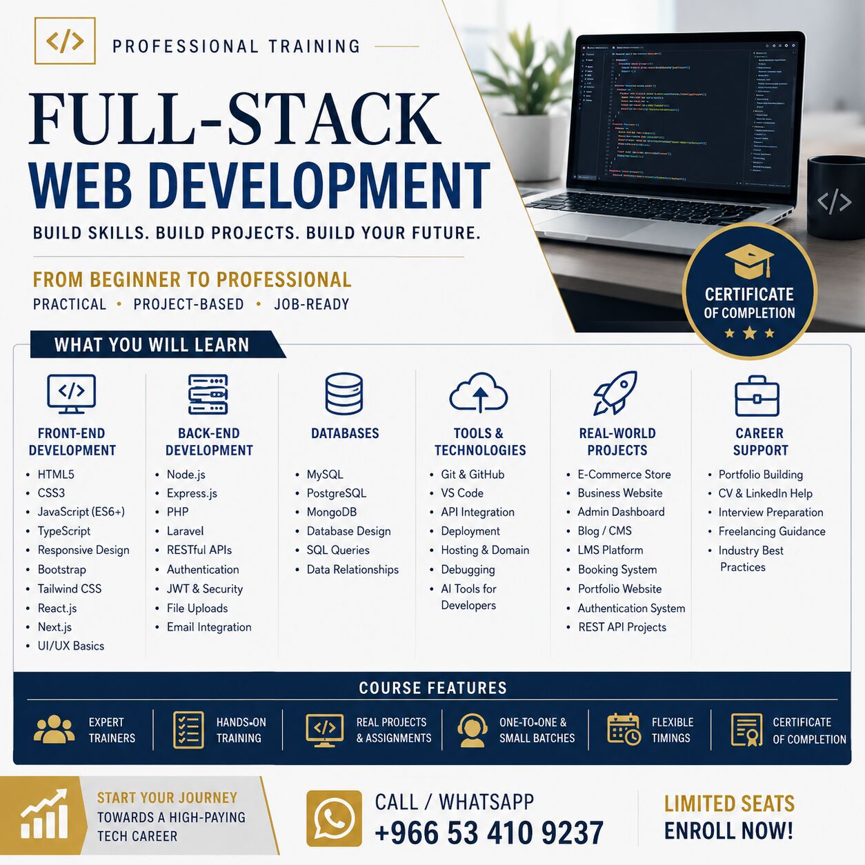 Riyadh, Lessons Offered, Become A Full-Stack Web Developer | Build Real Projects & Launch Your Tech Career