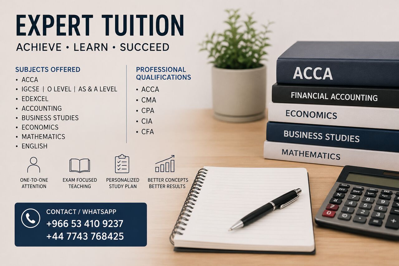 Al Aziziyah, Lessons Offered, ACCA &bull; IGCSE &bull; A-Level &bull; Accounting & Maths Tuition | Al Aziziyah