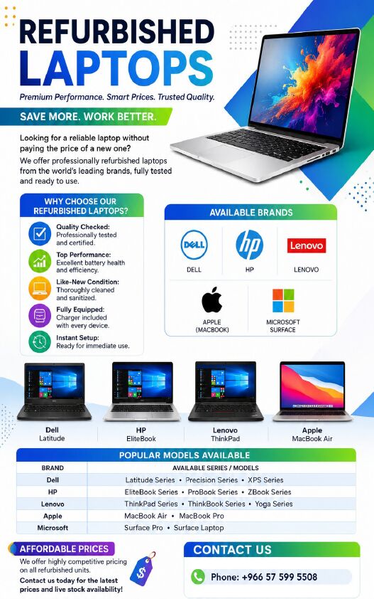 Jeddah, Electronics, SAR 1000,  Refurbished Laptops