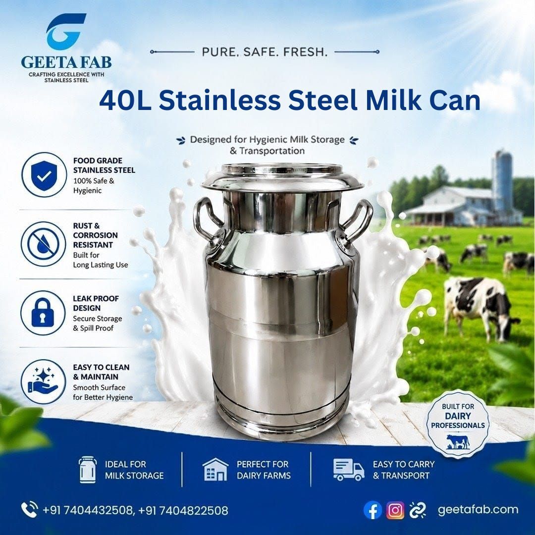 Haryana, Business, Buy 40 Litre Stainless Steel Milk Can At Best Price - Geeta Fab