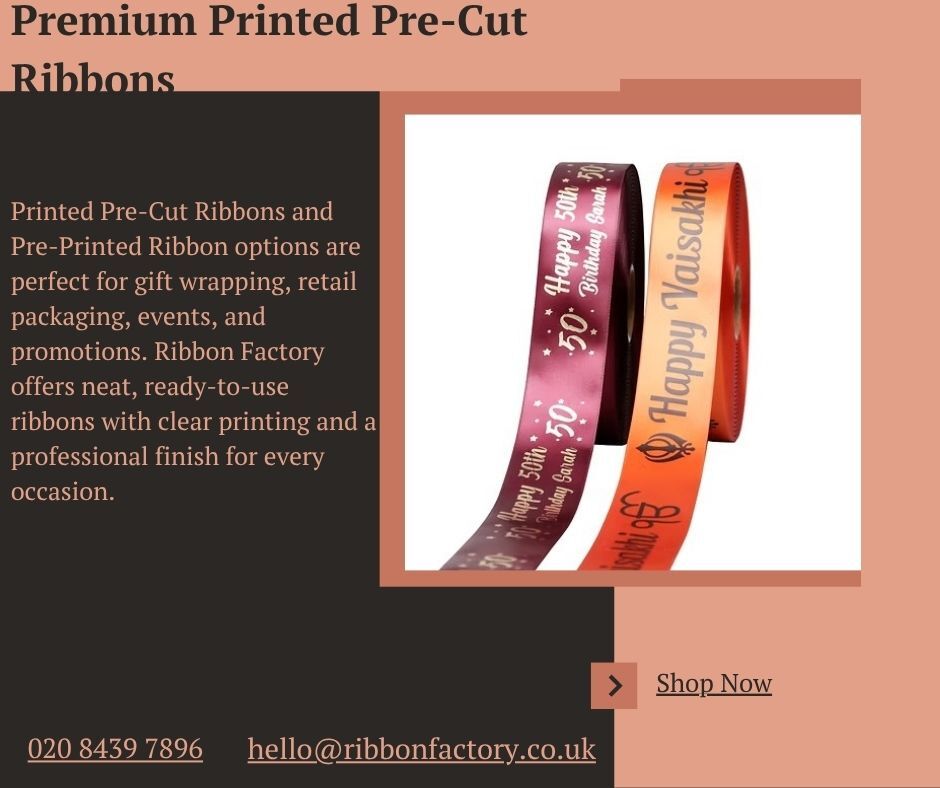 London, Graphic Design, Premium Printed Pre-Cut Ribbons | Quality Pre-Printed Ribbon For Gifts & Packaging