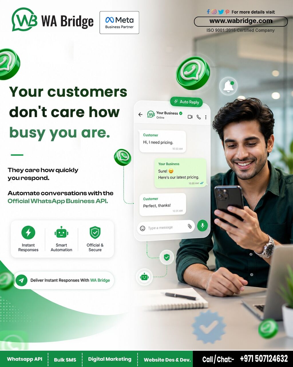 Dubai, Marketing, Automate Customer Replies With Official WhatsApp Business API | WA Bridge