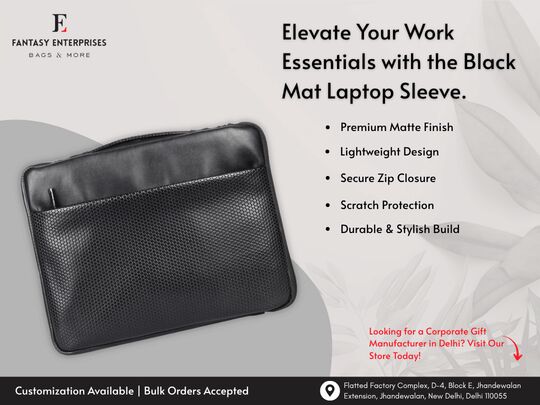 New Delhi, Clothing & Accessories, Corporate Gift Manufacturer In Delhi | Black Mat Laptop Sleeve Bags