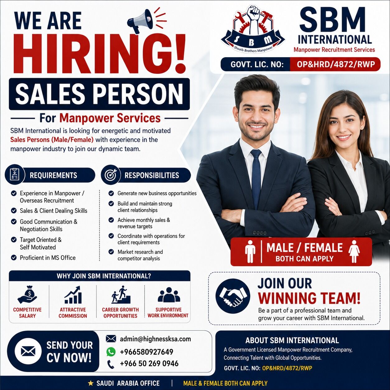Riyadh, Jobs, Sales Executive Male Female