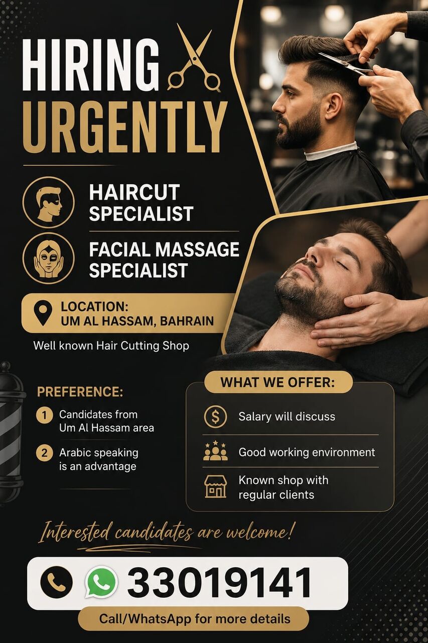 Manama, Jobs, Hair Cut Specialist / Facial Specialist For A Gent