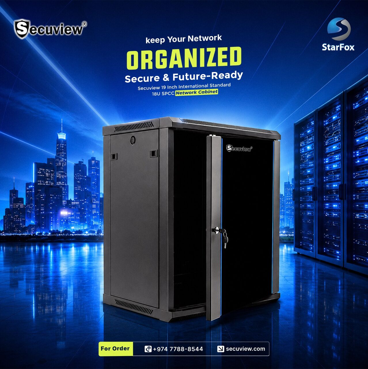 Doha, Electronics, QAR 515,  Secuview 19 Inch International Standard 18U SPCC Network Cabinet