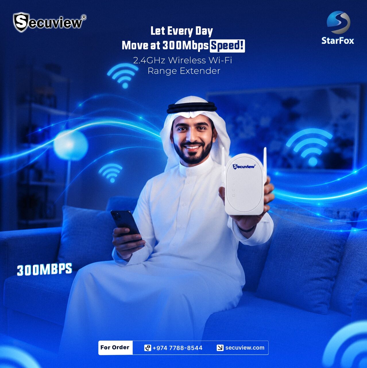 Doha, Electronics, QAR 65,  Secuview 300Mbps 2.4GHz Wireless Wi-Fi Range Extender.