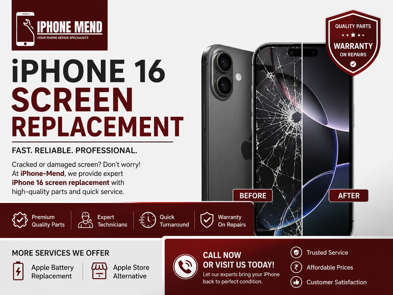 New York, Technical, 📱 IPhone 16 Screen Replacement - Fast & Reliable Service | IPhone-Mend