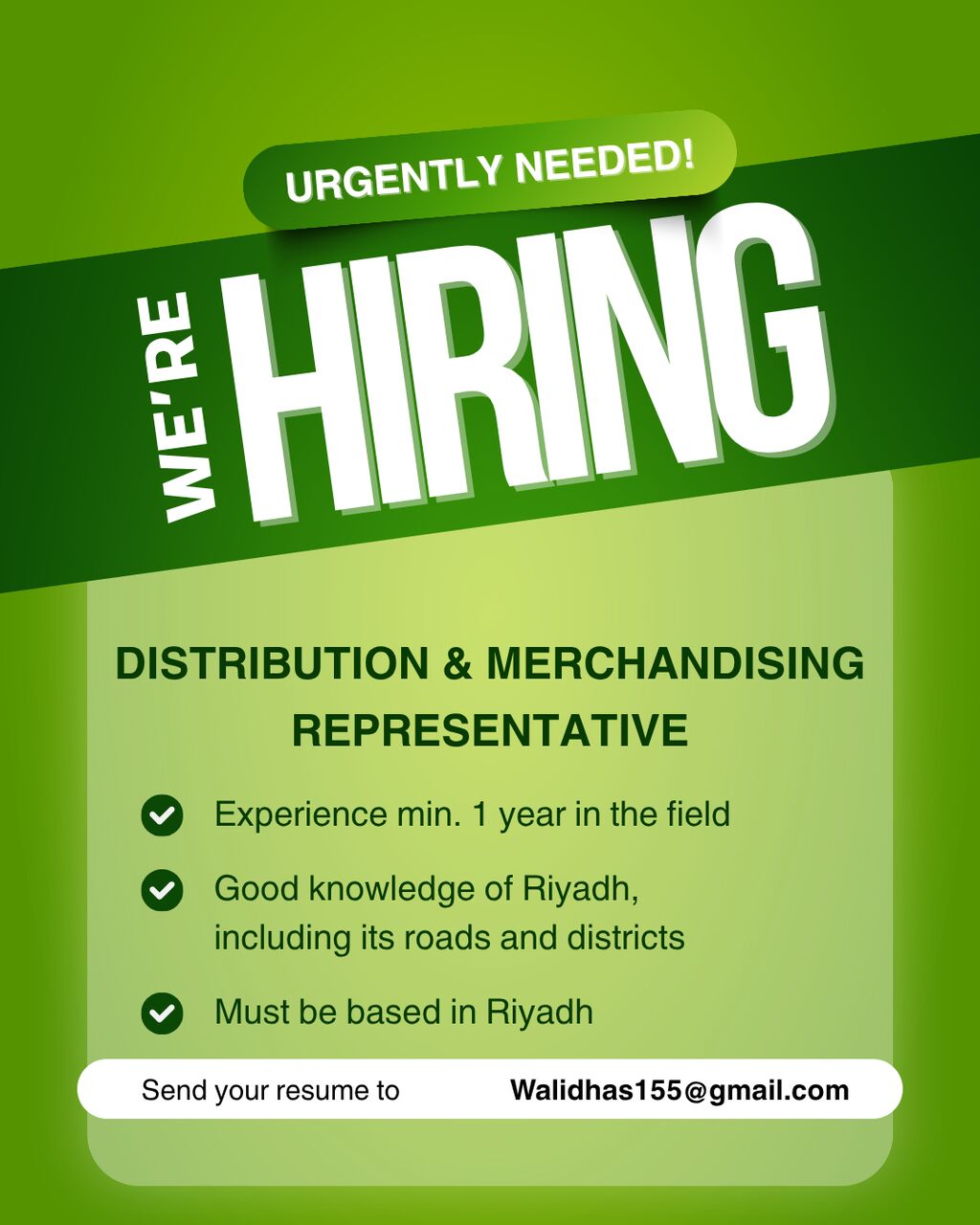 Riyadh, Jobs, Distribution & Merchandising Representative