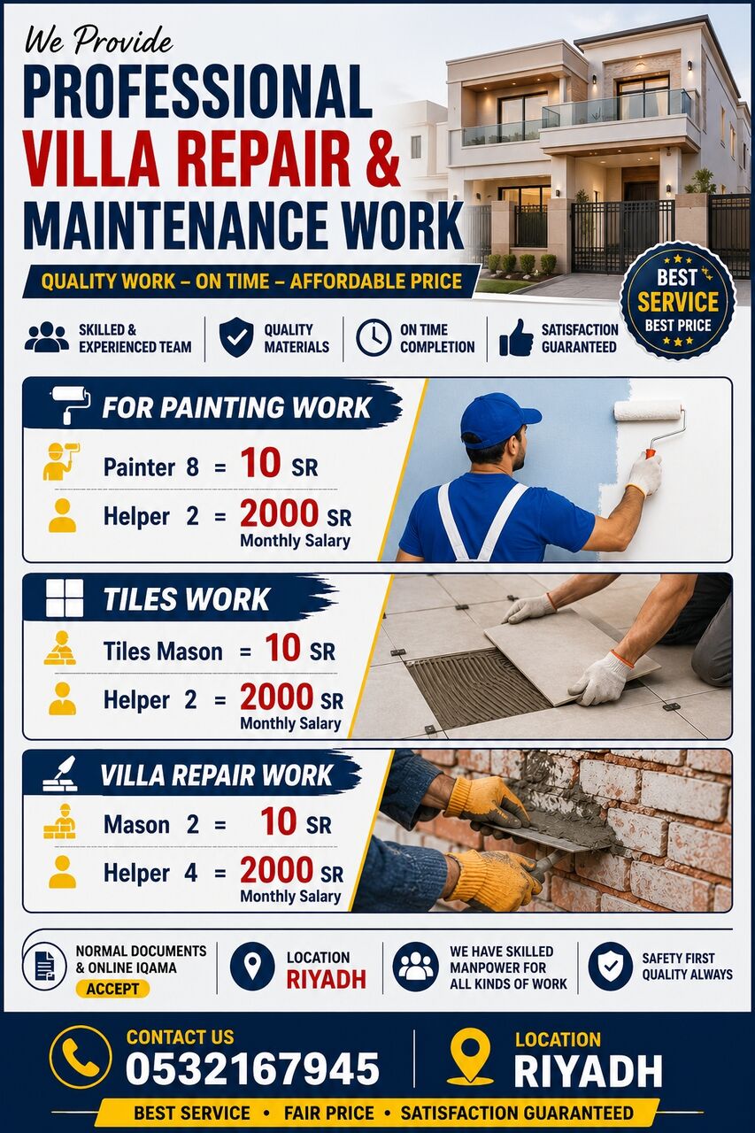 Riyadh, Jobs, 🚨 Urgently Need Skilled Manpower.