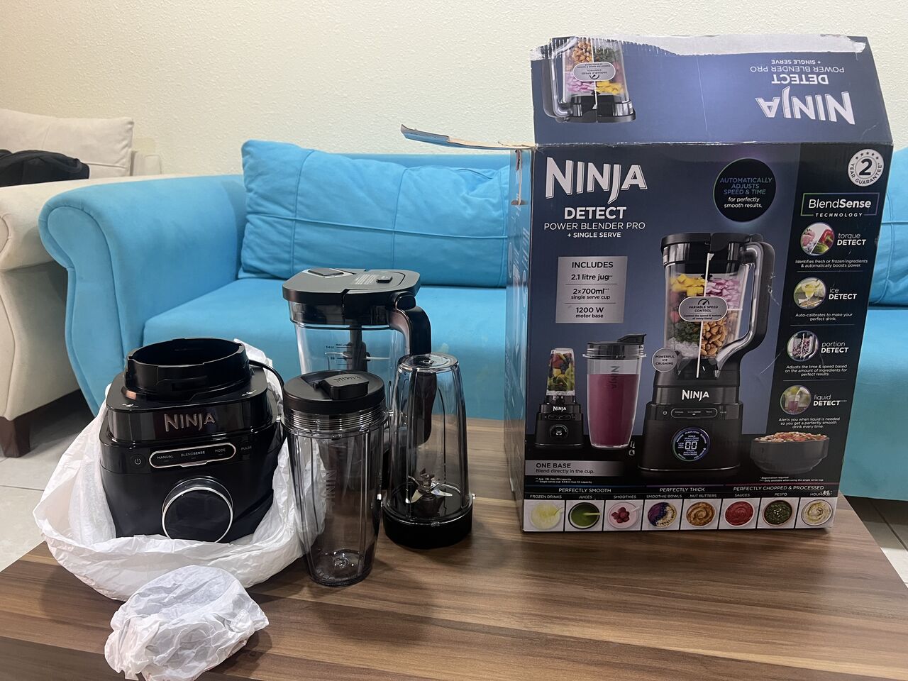 Riyadh, Appliances, SAR 500,  Ninja Detect Duo Power Blender Pro + Single Serve, 2.1L, 1200W (TB301ME)