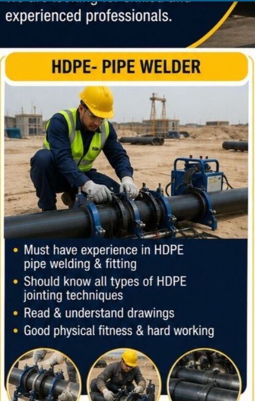 Riyadh, Jobs, HDPE Pipe  Fusion Welder