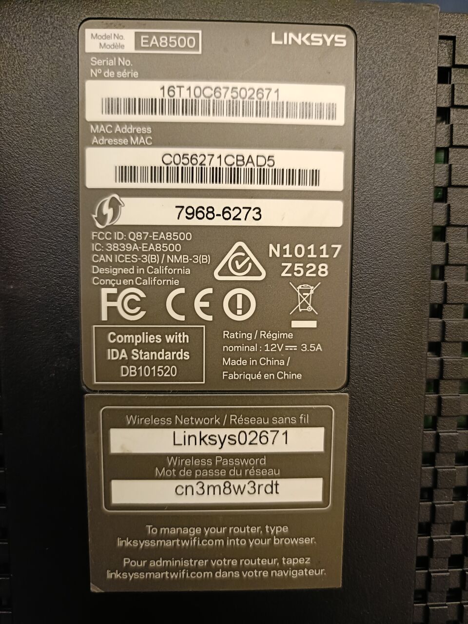 Dammam, Computers, SAR 120,  Linksys EA8500 Max-Stream AC2600 MU-MIMO Smart Wi-Fi Router &ndash; Excellent Condition