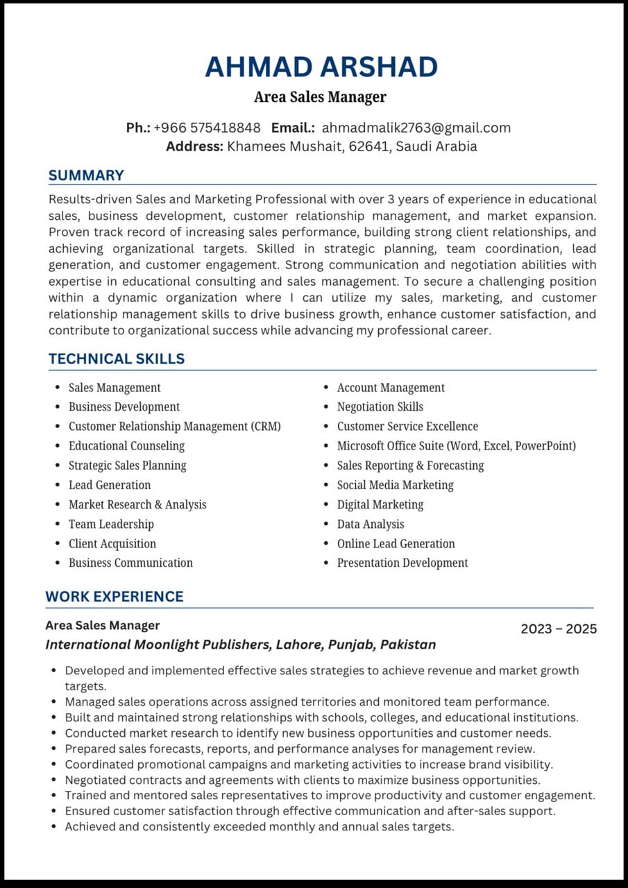 Abha, Job Seekers, Am Looking For A Job I Have Bachelors Degree With 5 Year Of Experience In Sales& Marketing