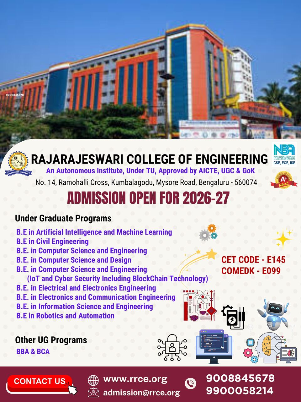 Bangalore, Education, RRCE Bangalore | Admissions Open 2026-27 | CET E145