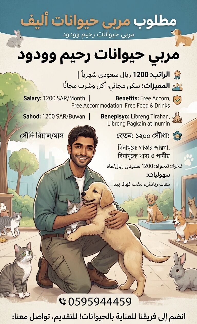 Riyadh, Temp Jobs, Animal Care Worker