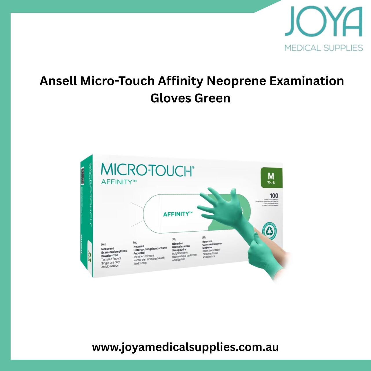 Sydney, Health & Beauty Items, Ansell Micro-Touch Affinity Neoprene Examination Gloves Green - Joya Medical Supplies
