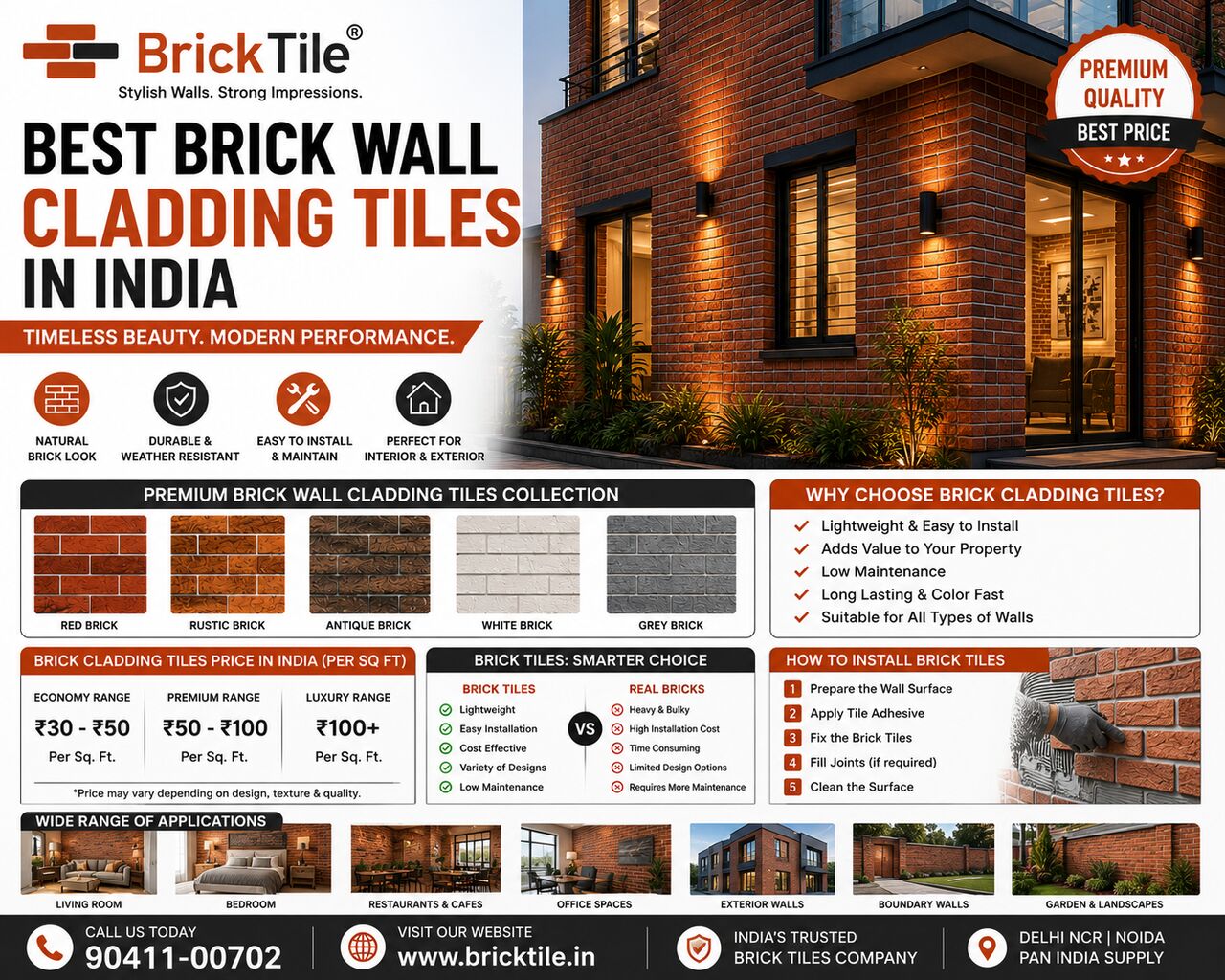 Greater Noida, Construction, Brick Wall Cladding Tiles Manufacturer