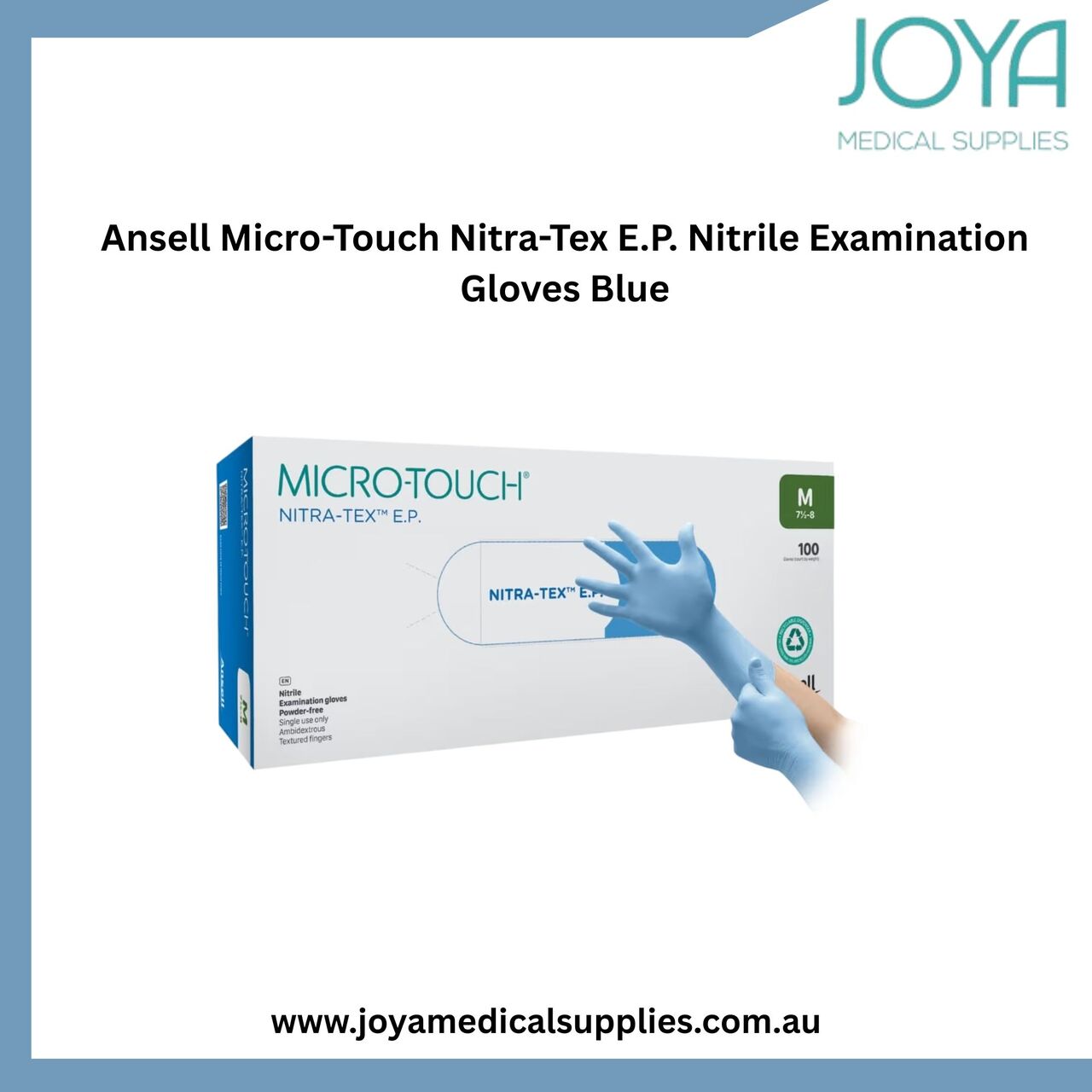 Sydney, Health & Beauty Items, Ansell Micro-Touch Nitra-Tex E.P. Nitrile Examination Gloves Blue - Joya Medical Supplies