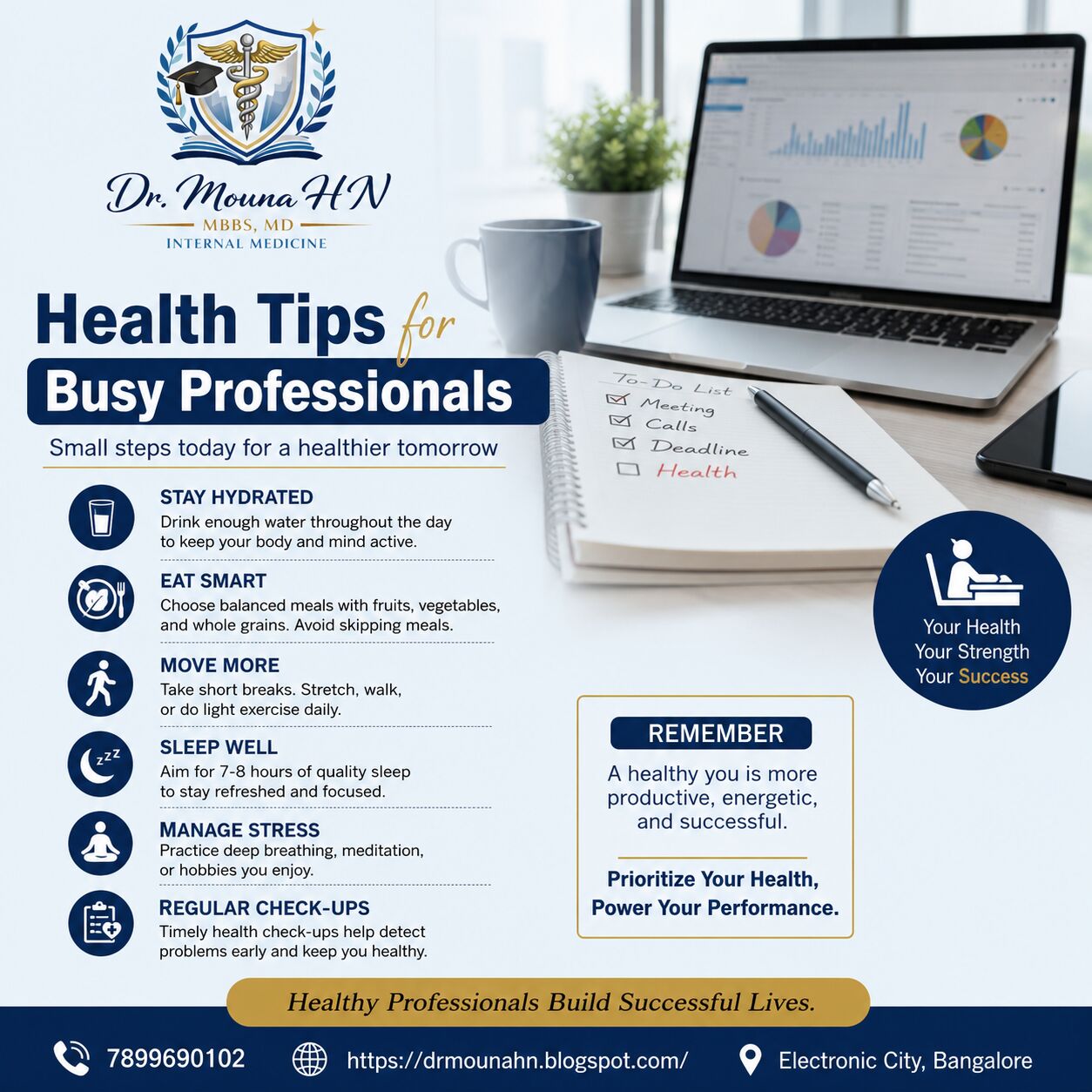 Bangalore, Health, Health Tips For Busy Professionals - Dr. Mouna HN