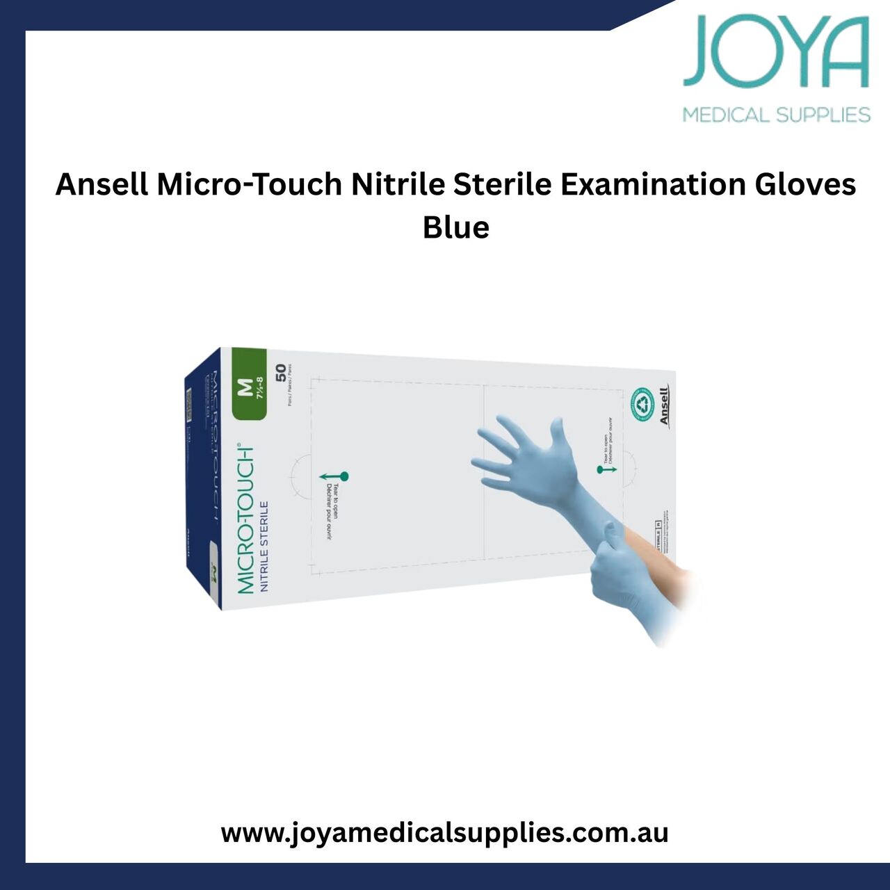 Sydney, Health & Beauty Items, Ansell Micro-Touch Nitrile Sterile Examination Gloves Blue - Joya Medical Supplies