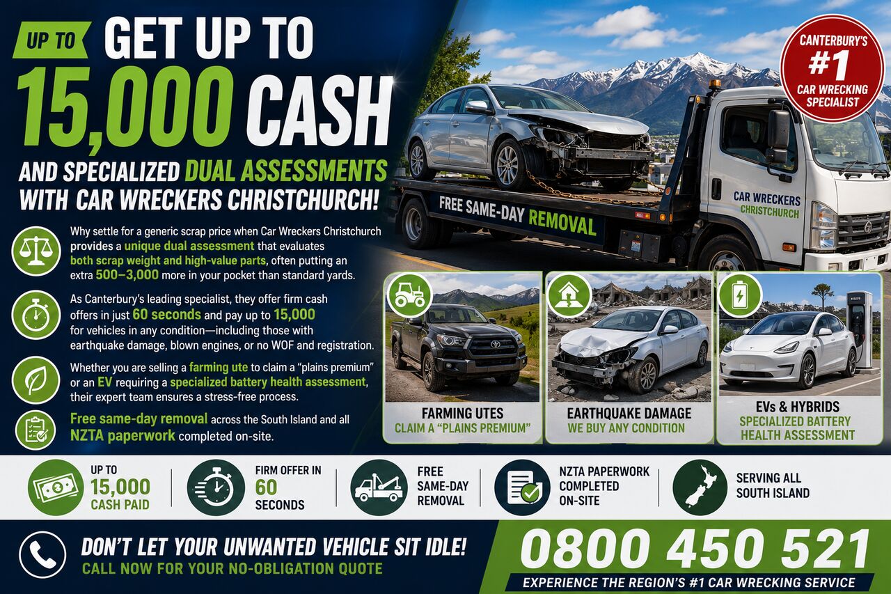 Auckland, Auto Parts, Get Up To $15,000 Cash And Specialized Dual Assessments With Car Wreckers Christchurch!