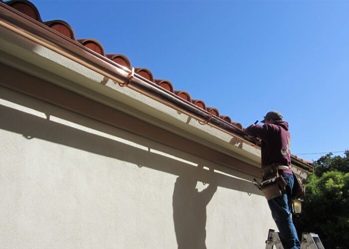 New York, Construction, Copper Rain Gutters Repair Pasadena