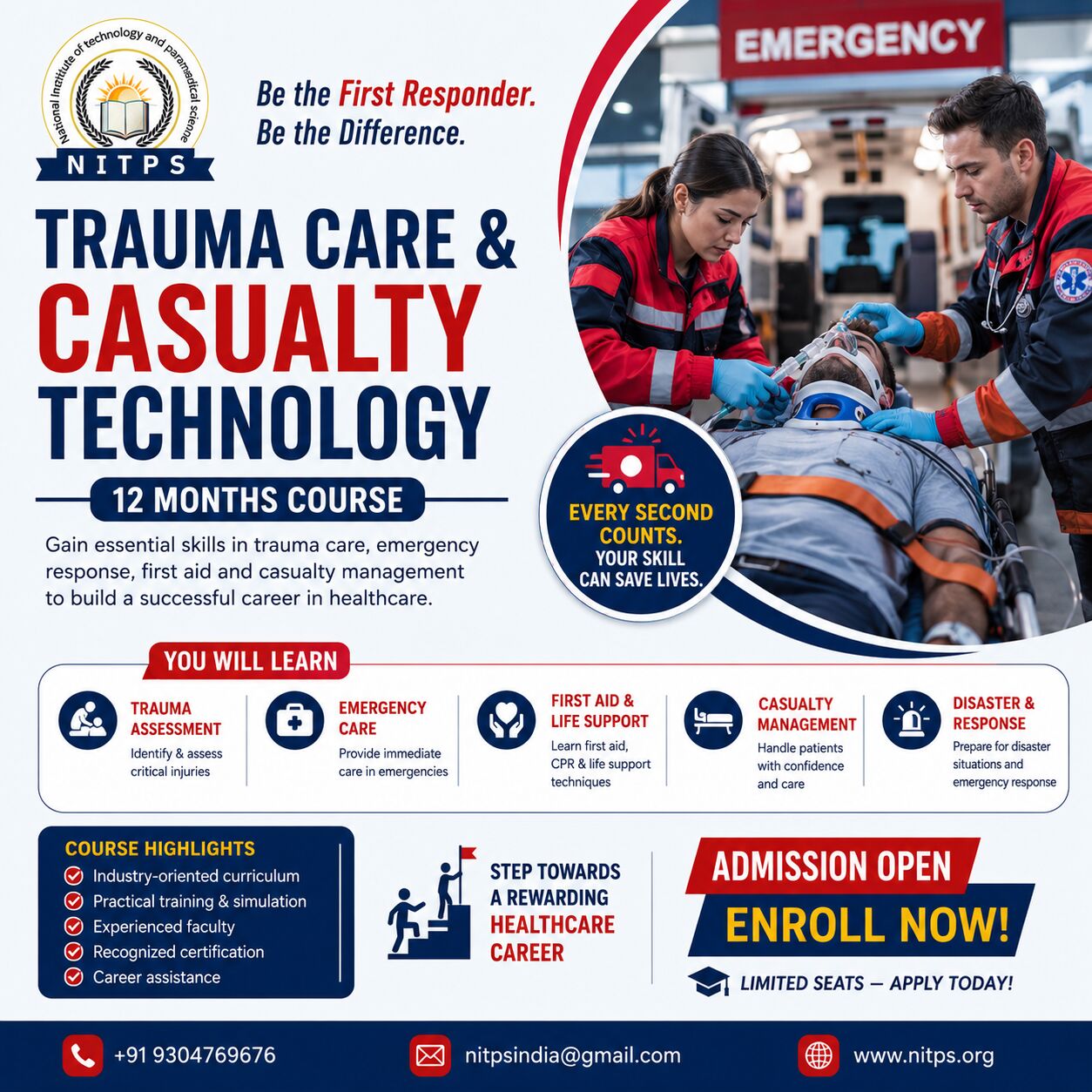 Ghaziabad, Education, Trauma Care & Casualty Technology Course (12 Months) | NITPS