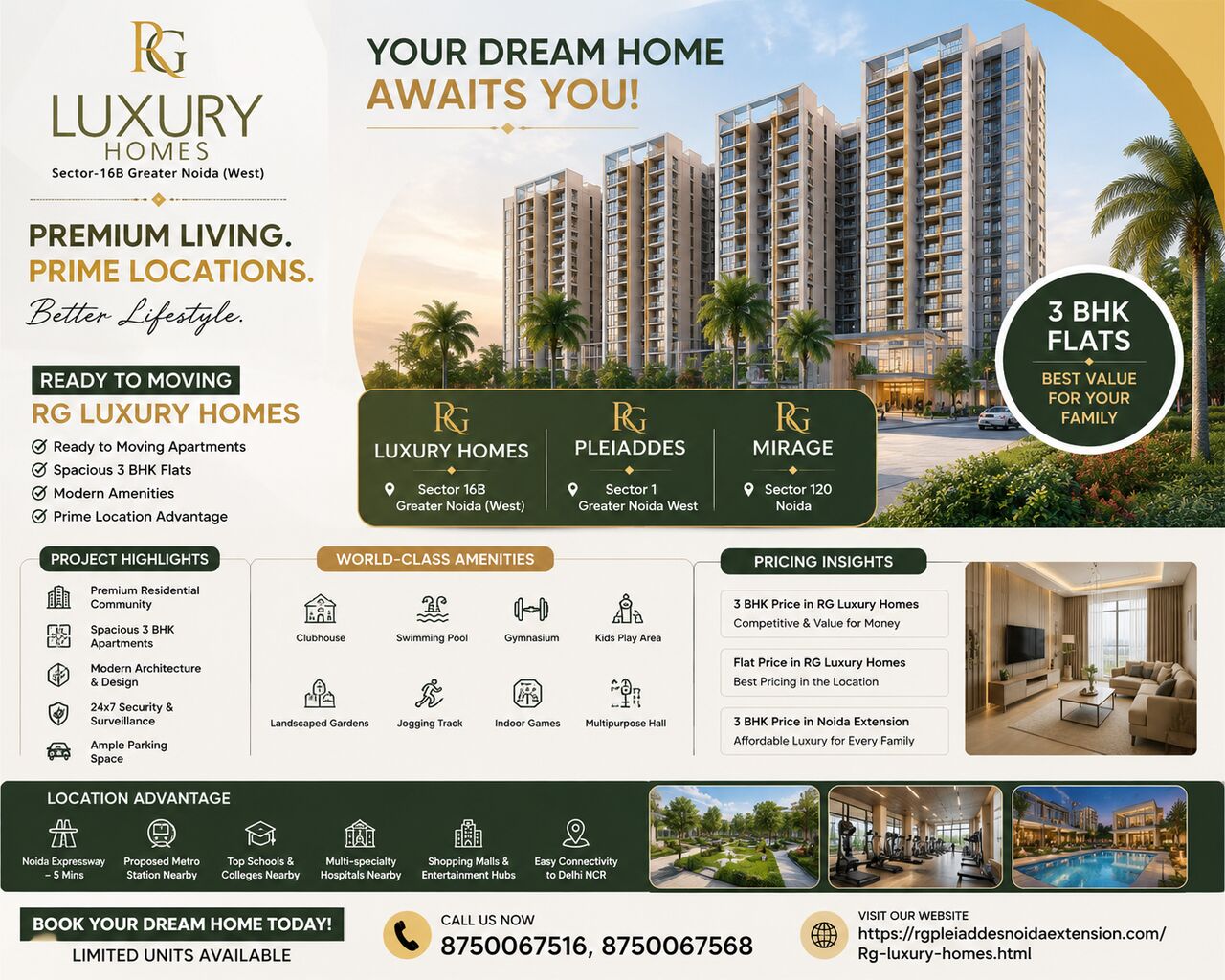 Noida, Real Estate, Explore Premium Residential Living At RG Luxury Homes, RG Pleiaddes & RG Mirage In Noida
