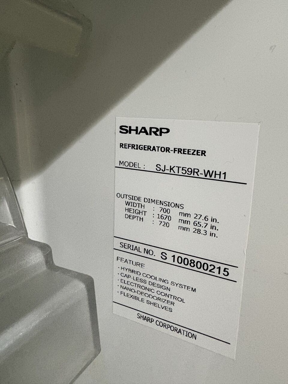 Jubail, Appliances, SAR 900,  Sharp Refrigerator Two Door &ndash; Large Size (437 Liters / 15.4 Cubic Feet)