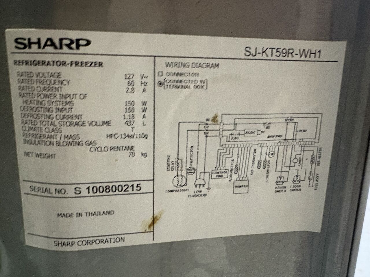 Jubail, Appliances, SAR 900,  Sharp Refrigerator Two Door &ndash; Large Size (437 Liters / 15.4 Cubic Feet)