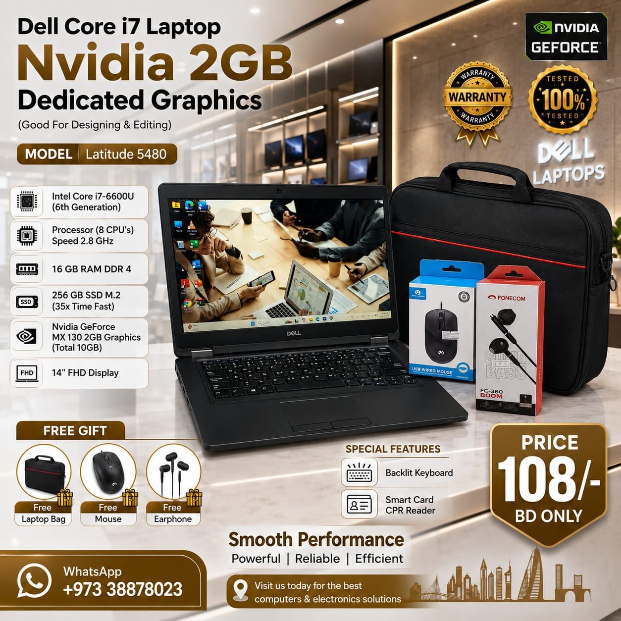 Manama, Tablet Computers, BHD 108,  DELL Core I7 Laptop (2GB Graphic Total 10GB) Good For Designing,Editing FREE Bag & Mouse