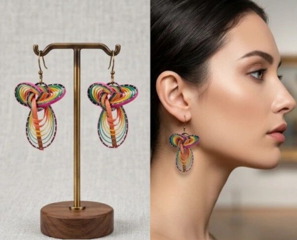 Vancouver, Clothing & Accessories, CAD 36,  Buy Exclusive Handmade Artisan Earrings With Spiral Rainbow Design