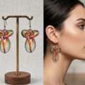 CAD 36,  Buy Exclusive Handmade Artisan Earrings With Spiral Rainbow Design