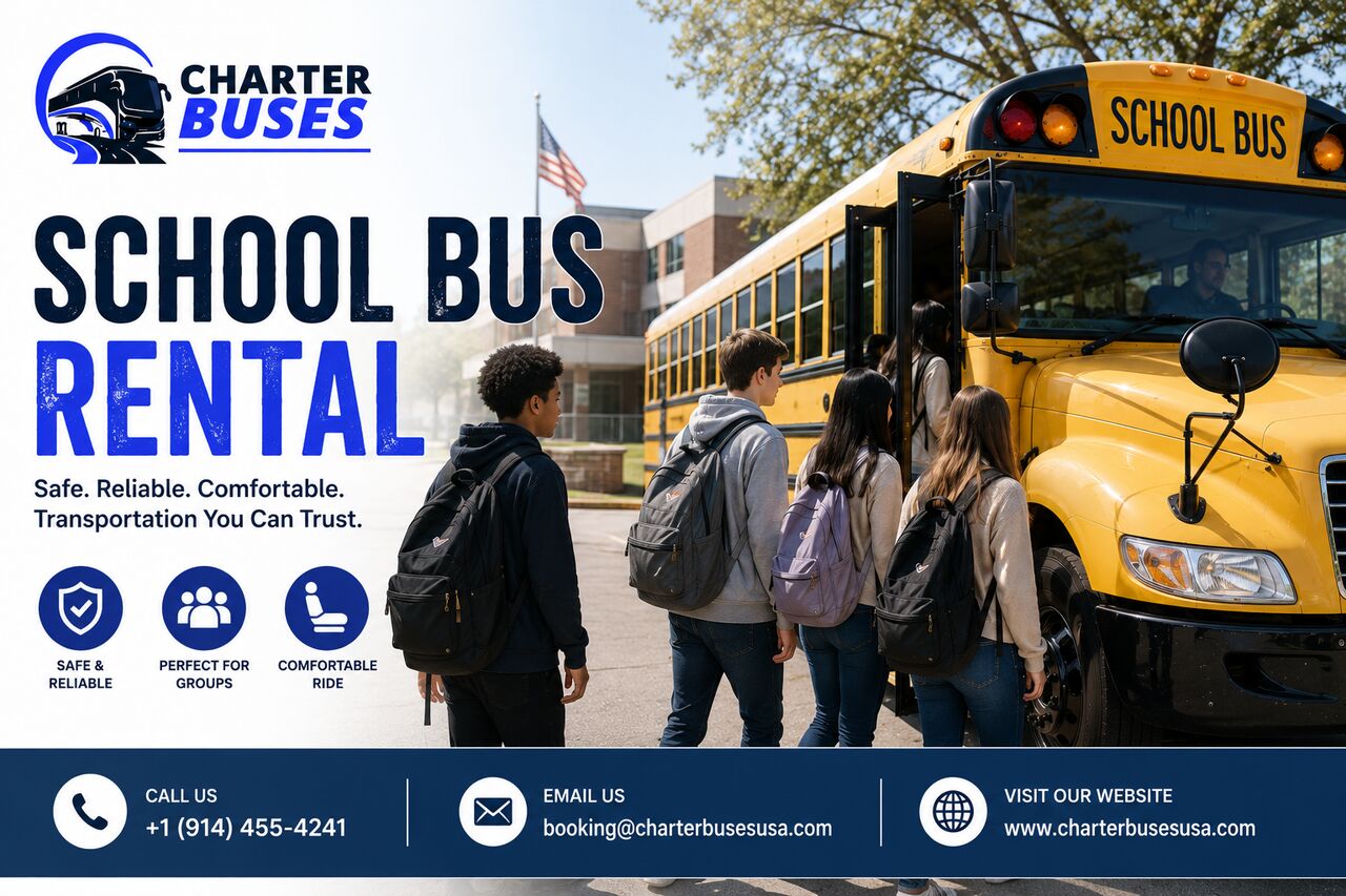 New York, Travel, School Bus Rental With Driver For Safe Group Transportation