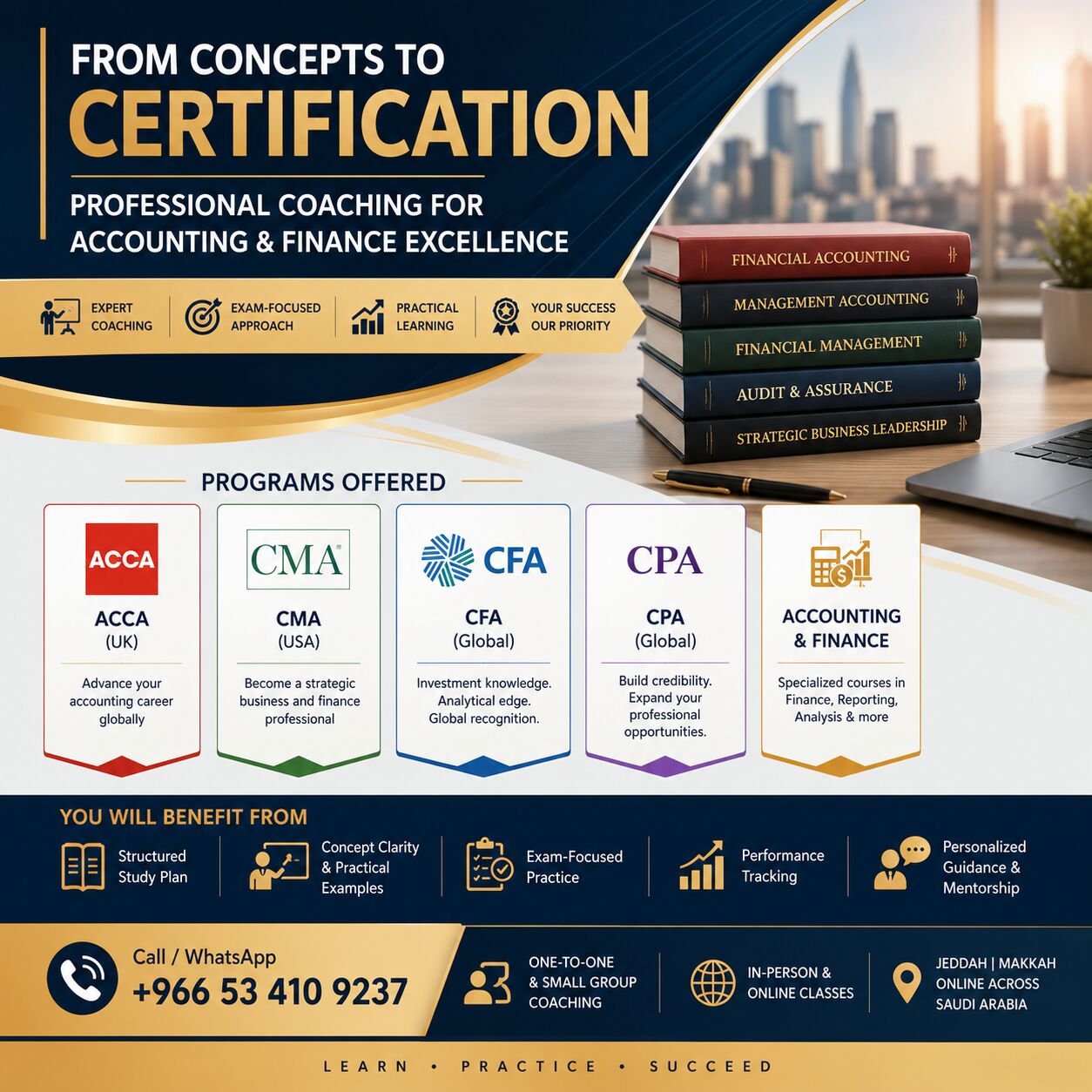 Al Aziziyah, Lessons Offered, ACCA, CMA, CFA & CPA | Professional Coaching For Future Finance Leaders